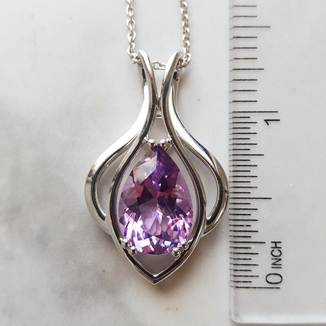 Silver Amethyst Lotus Pendant