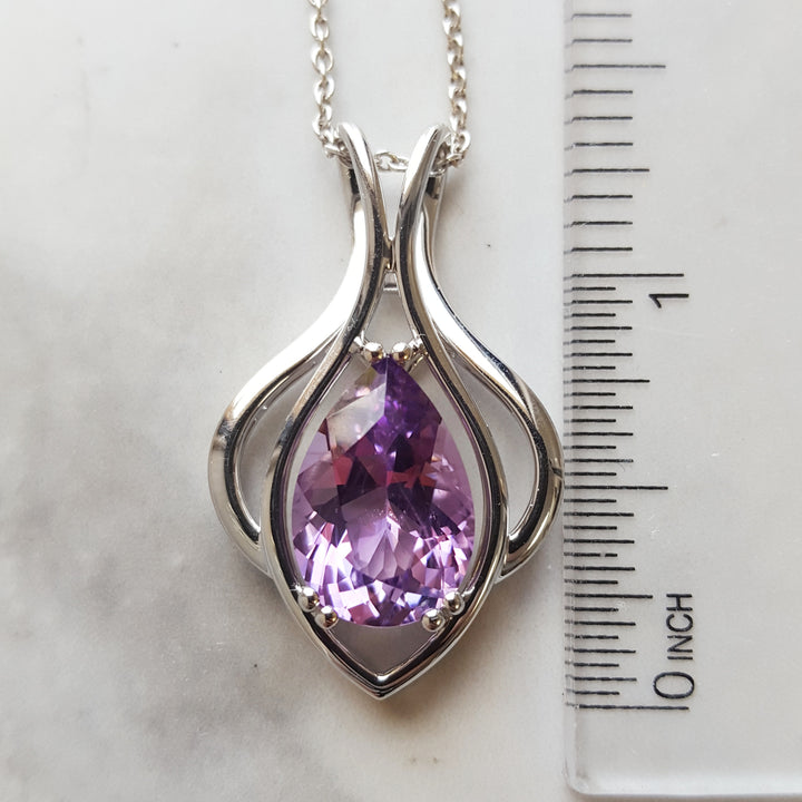 Silver Amethyst Lotus Pendant