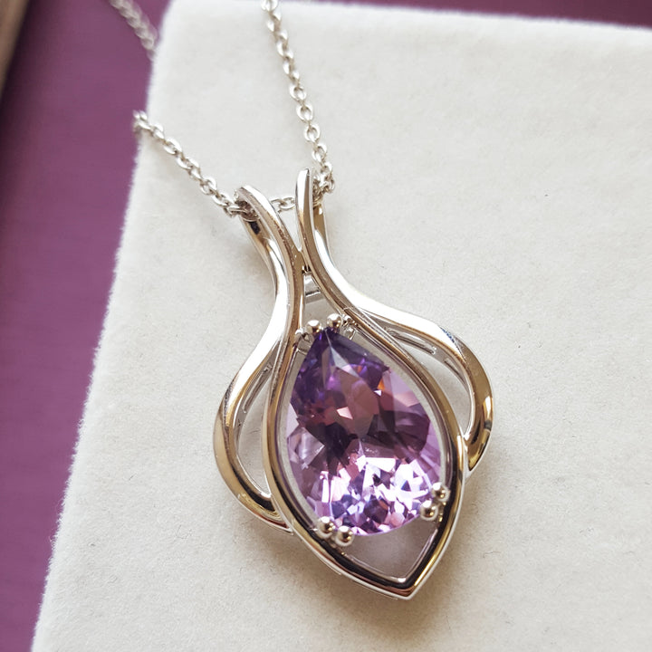 Silver Amethyst Lotus Pendant