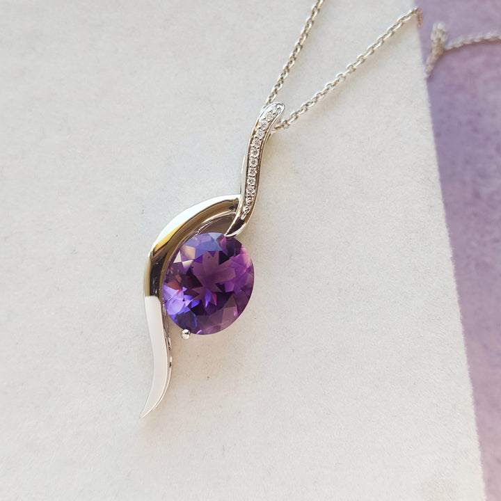 Statement Swooping Amethyst Pendant