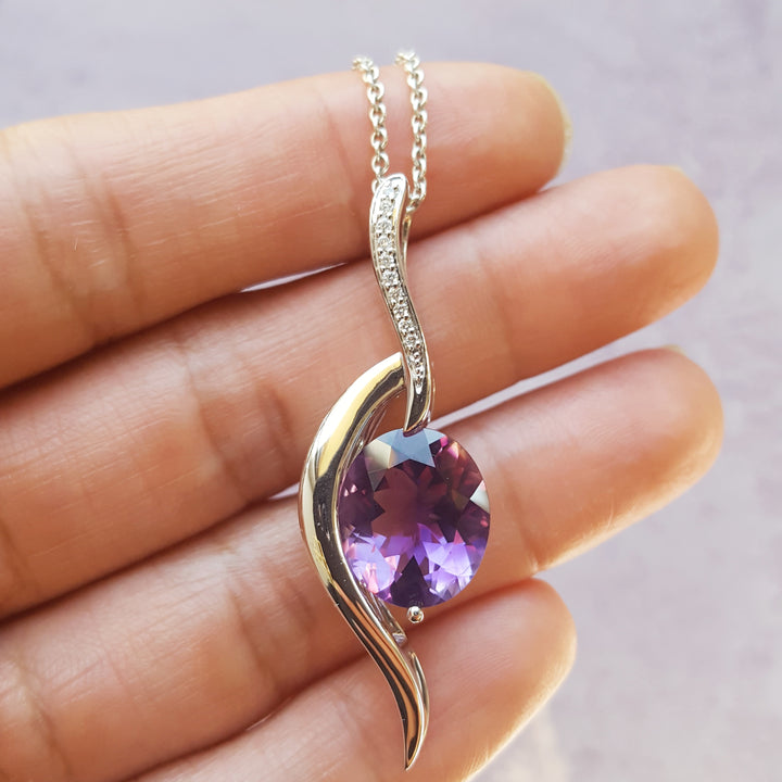 Statement Swooping Amethyst Pendant