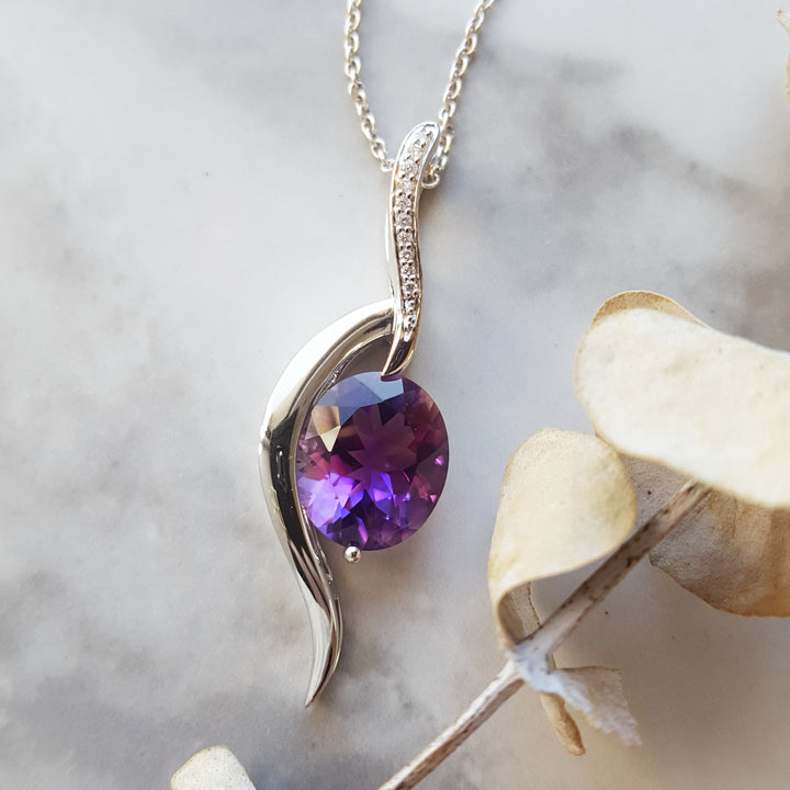 Statement Swooping Amethyst Pendant