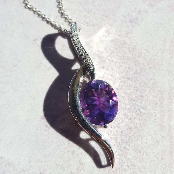 Statement Swooping Amethyst Pendant