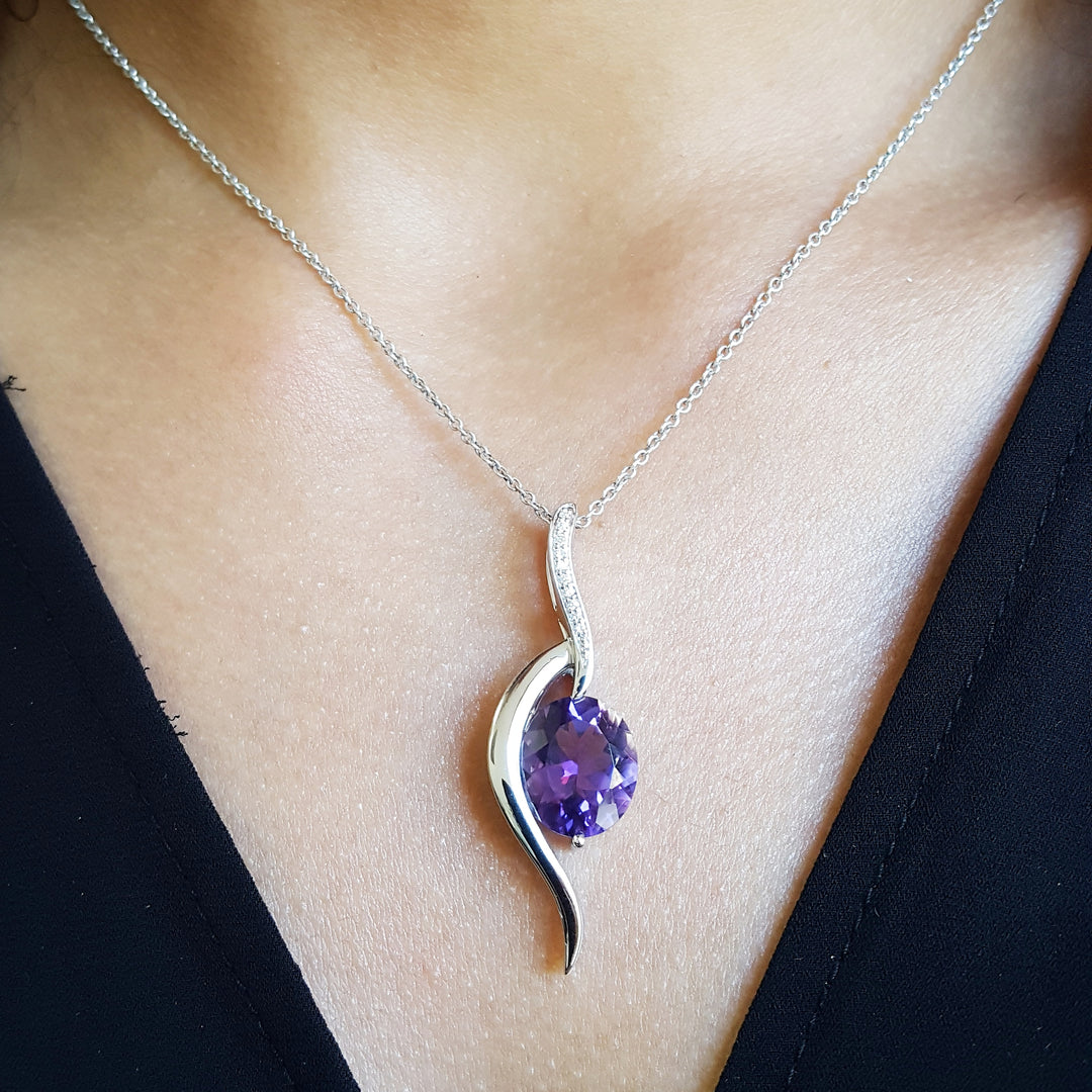 Statement Swooping Amethyst Pendant