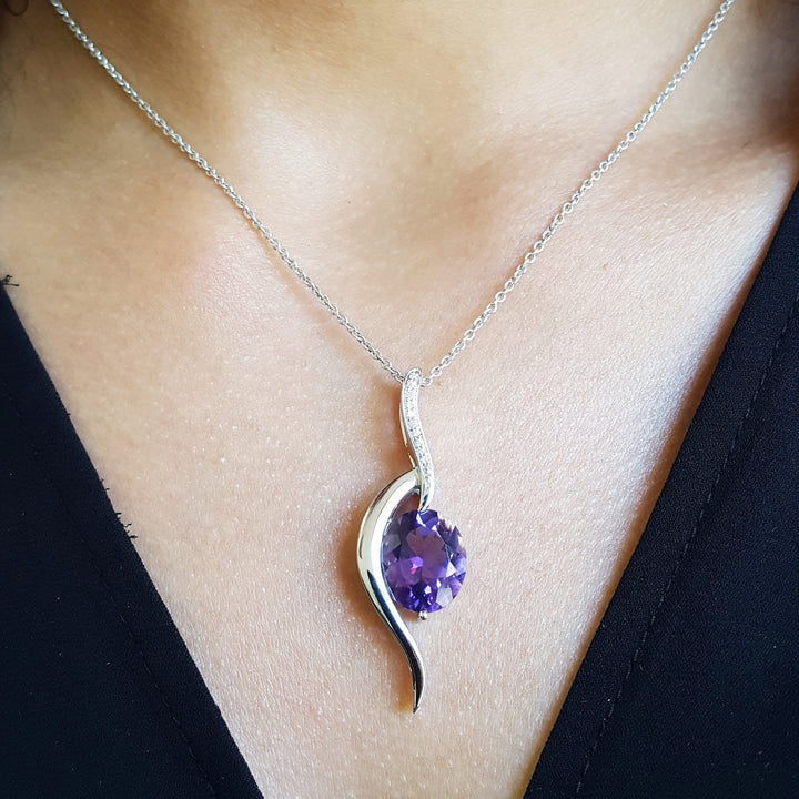 Statement Swooping Amethyst Pendant