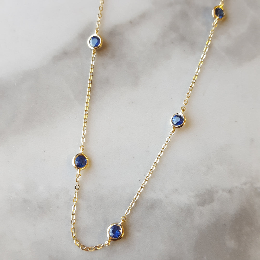 Blue Sapphire Station Necklace