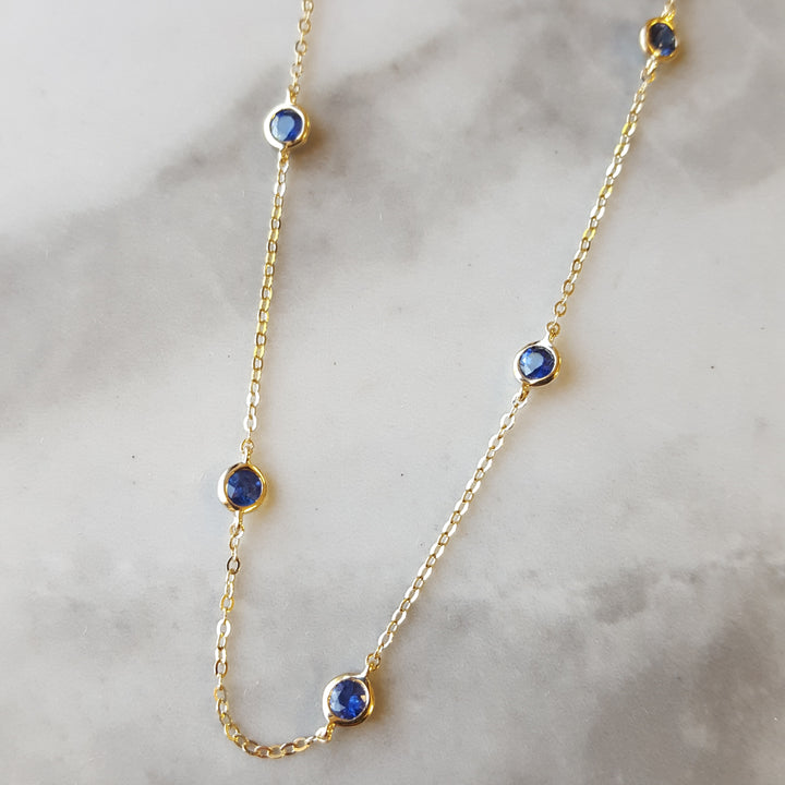 Blue Sapphire Station Necklace