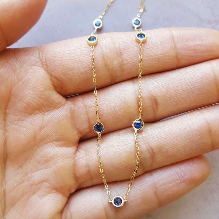 Blue Sapphire Station Necklace