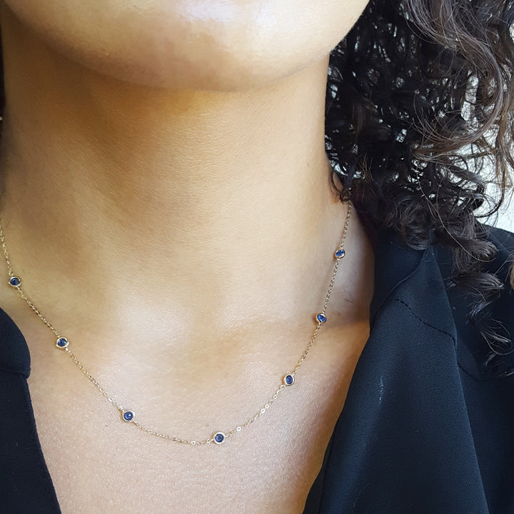 Blue Sapphire Station Necklace