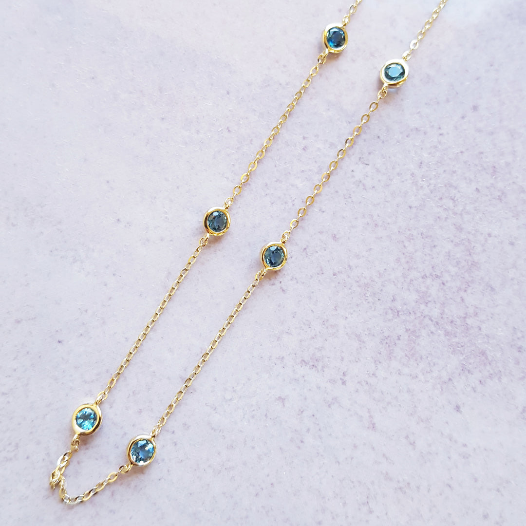 Blue Topaz Station Necklace