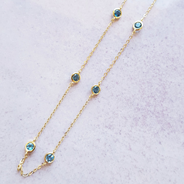 Blue Topaz Station Necklace