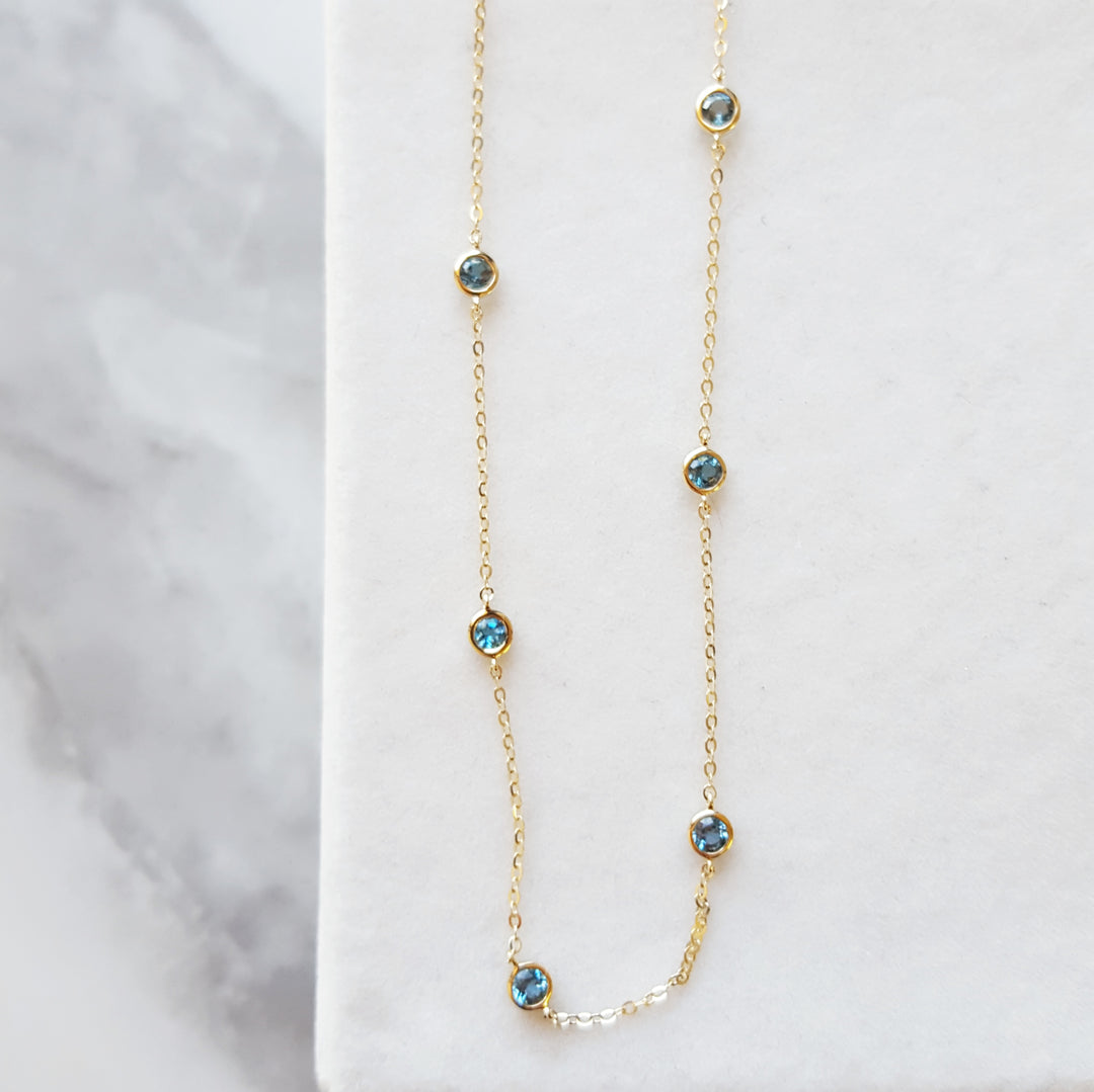 Blue Topaz Station Necklace