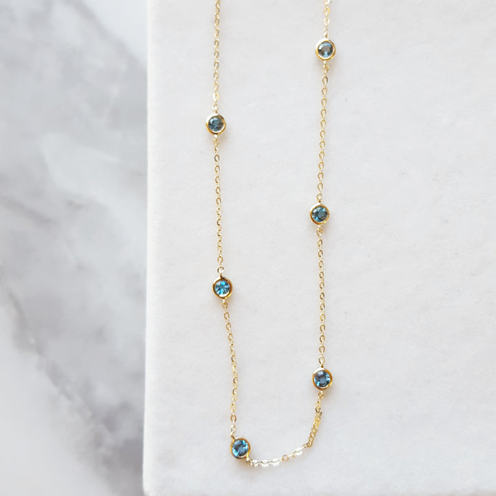 Blue Topaz Station Necklace