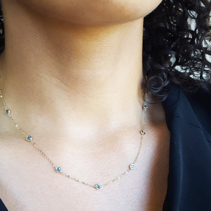 Blue Topaz Station Necklace