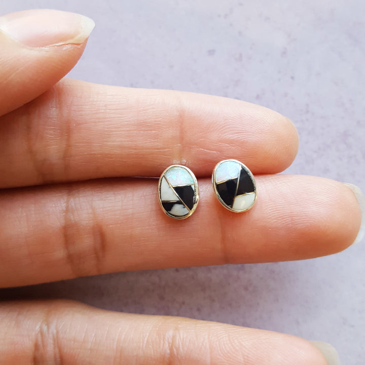 White Buffalo Oval Studs
