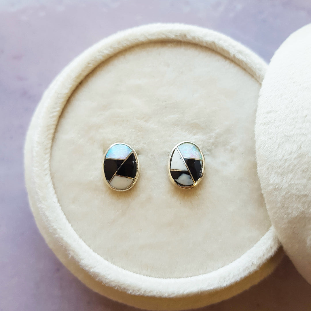 White Buffalo Oval Studs