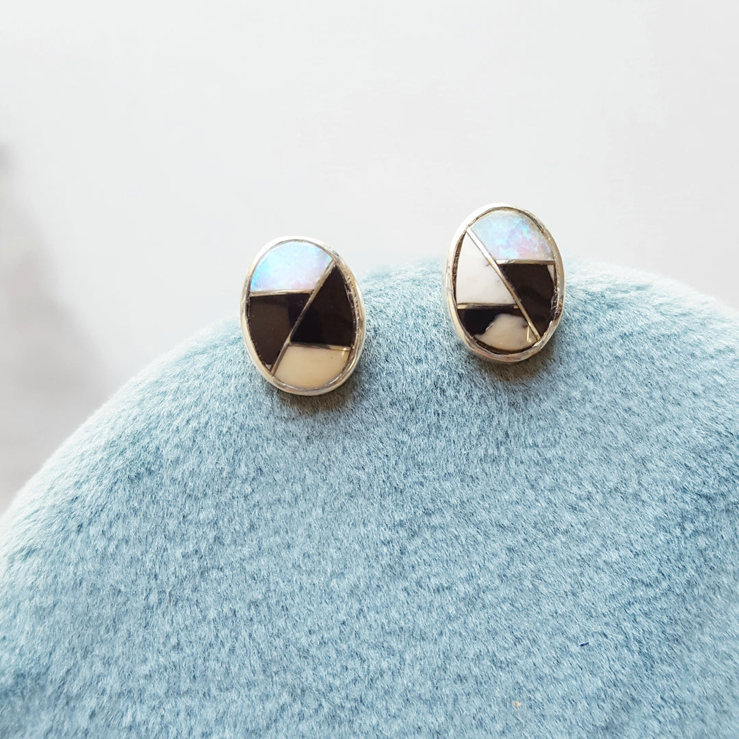White Buffalo Oval Studs