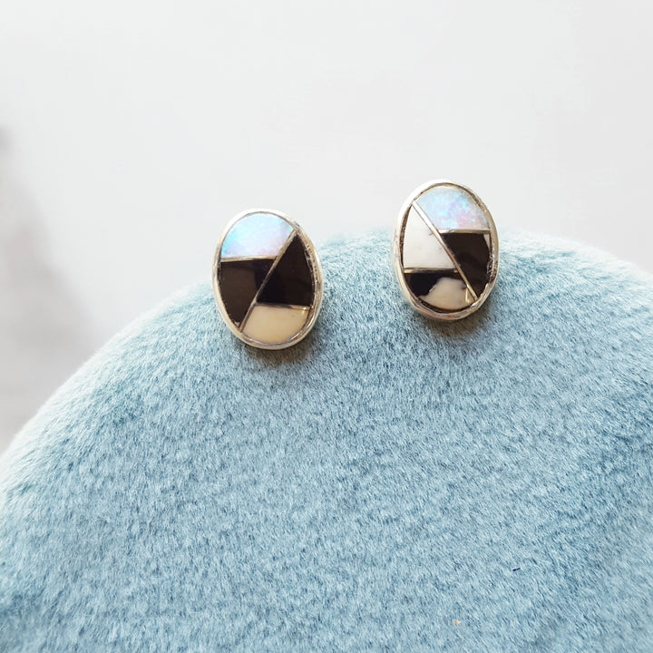 White Buffalo Oval Studs