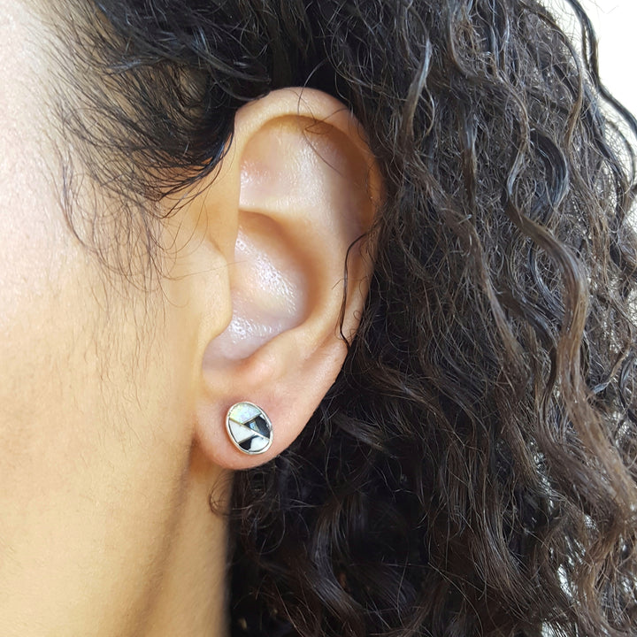 White Buffalo Oval Studs