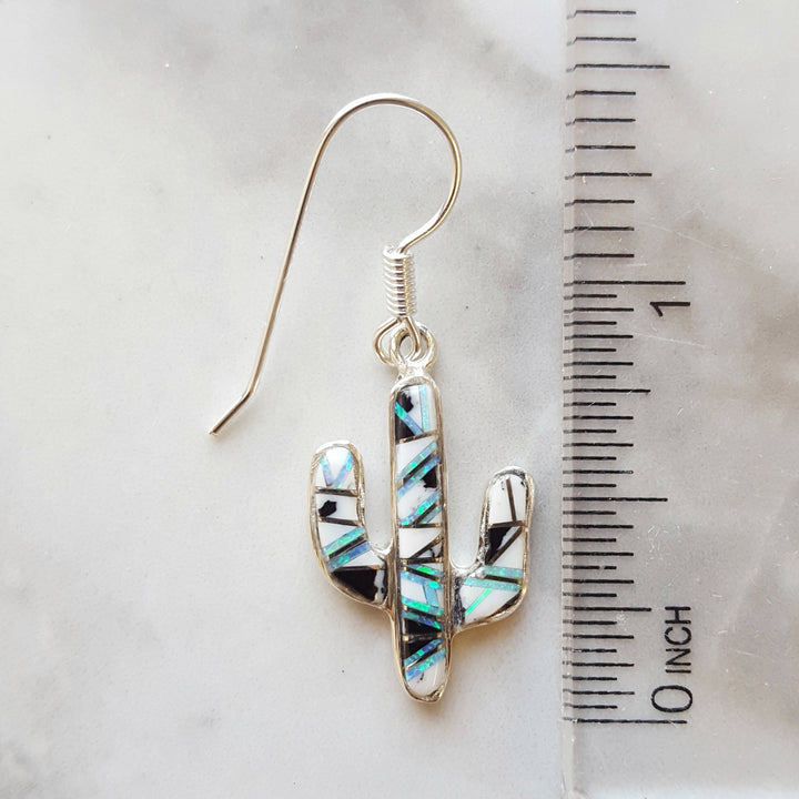 White Buffalo Turquoise Cactus Earrings