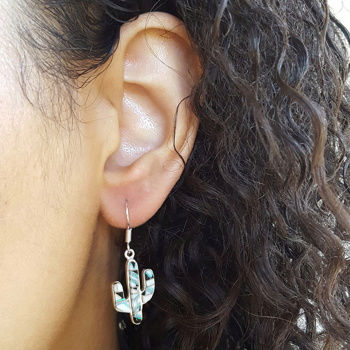 White Buffalo Turquoise Cactus Earrings