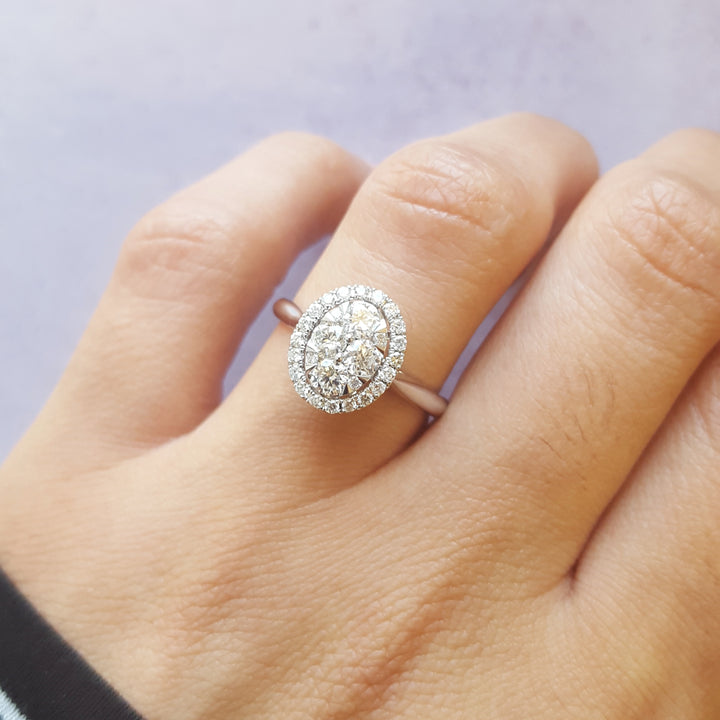 Oval Cluster Engagement Ring