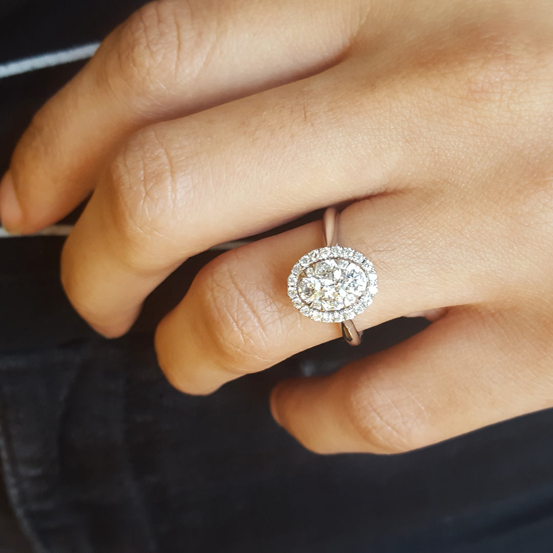 Oval Cluster Engagement Ring