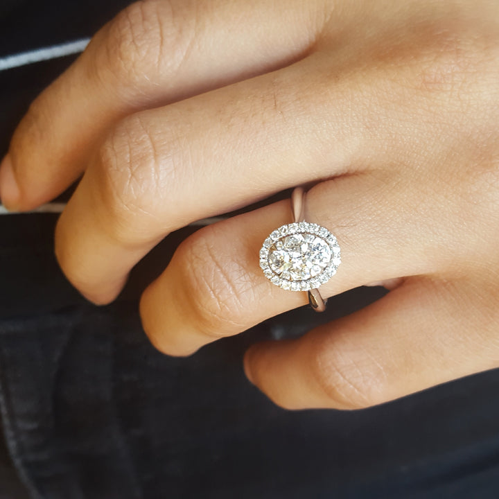 Oval Cluster Engagement Ring