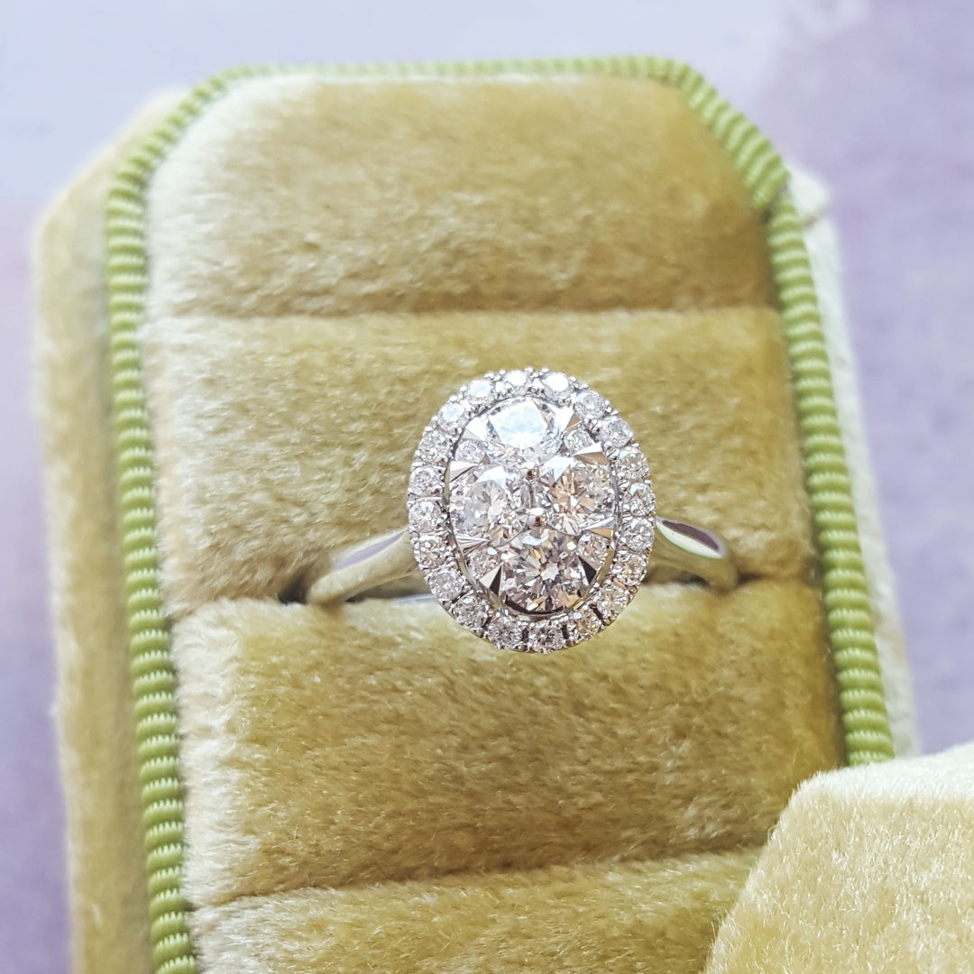 Oval Cluster Engagement Ring