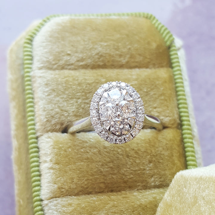 Oval Cluster Engagement Ring