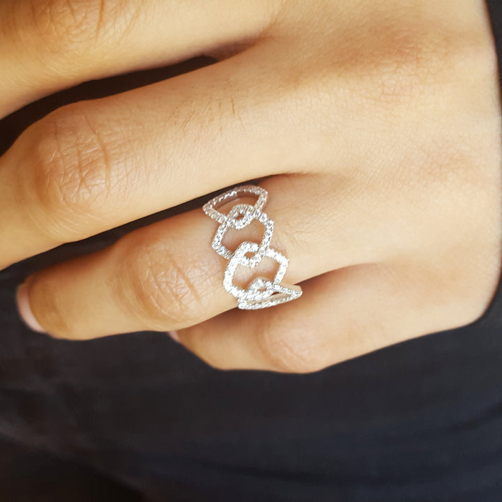 Ridged Geometric Diamond Ring