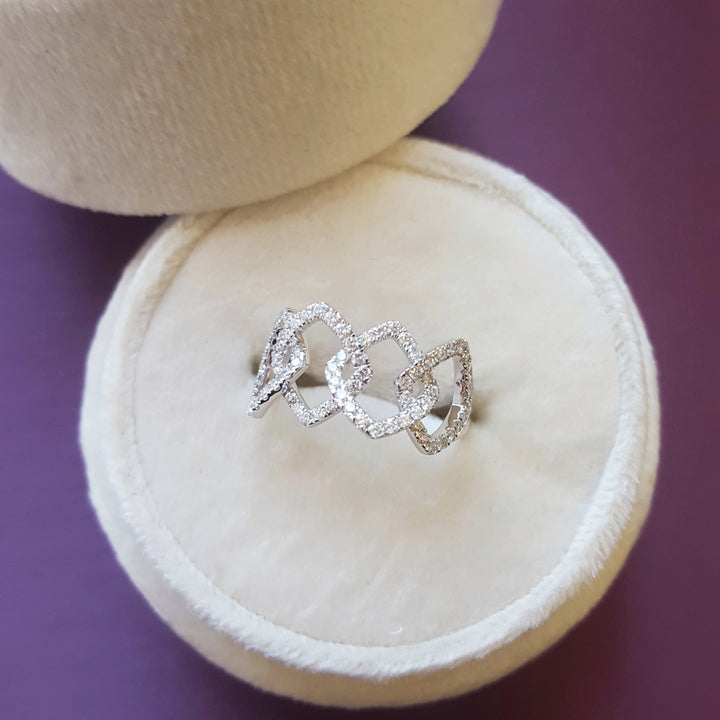 Ridged Geometric Diamond Ring