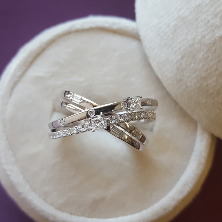 Crossing High Polish and Diamond Ring