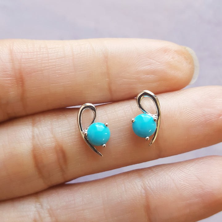 Silver Swooping Turquoise Studs