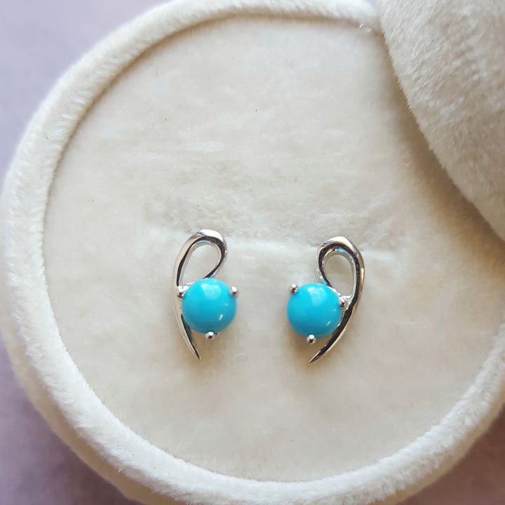 Silver Swooping Turquoise Studs
