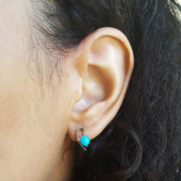 Silver Swooping Turquoise Studs