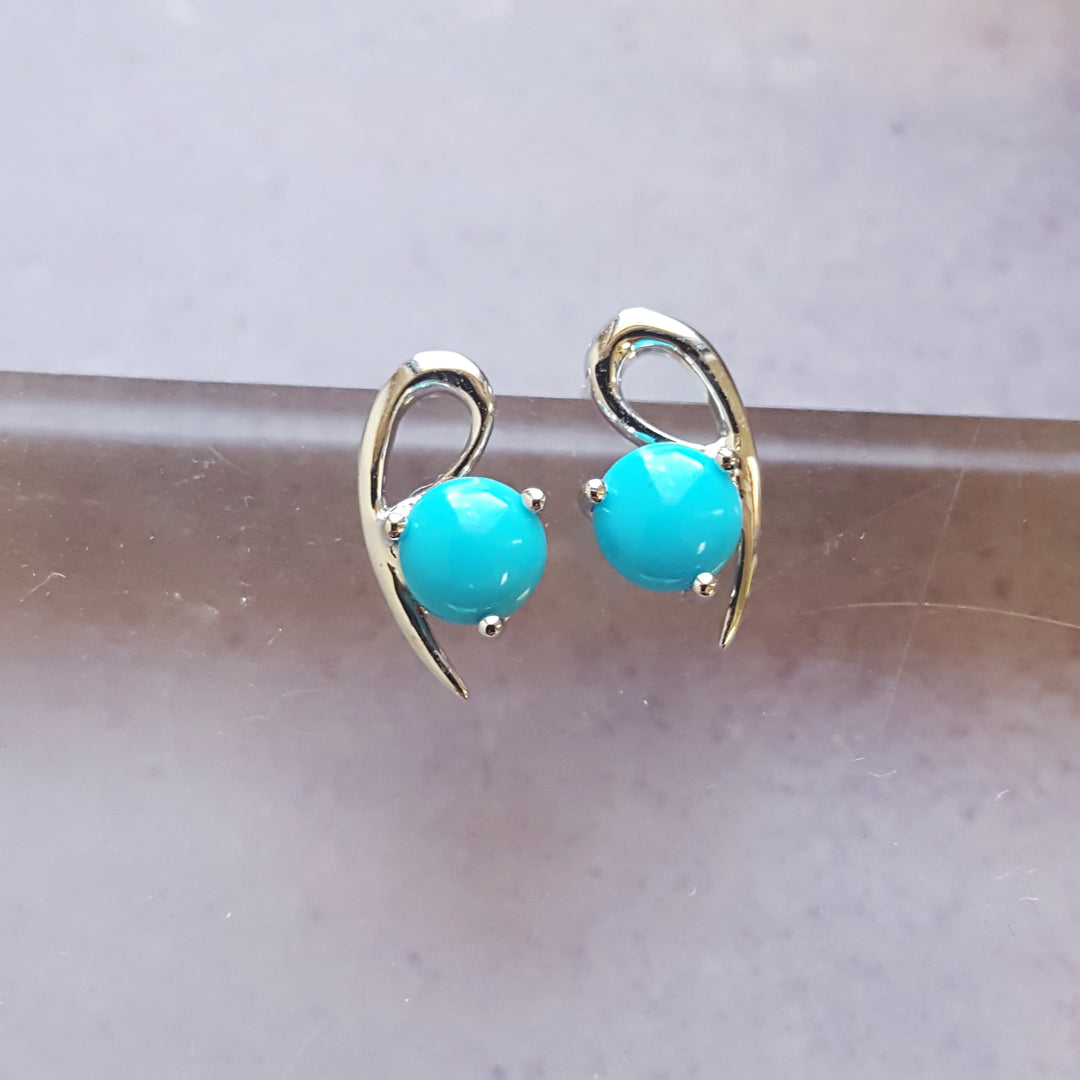 Silver Swooping Turquoise Studs