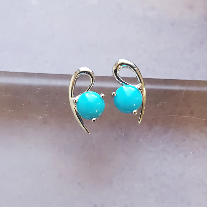 Silver Swooping Turquoise Studs
