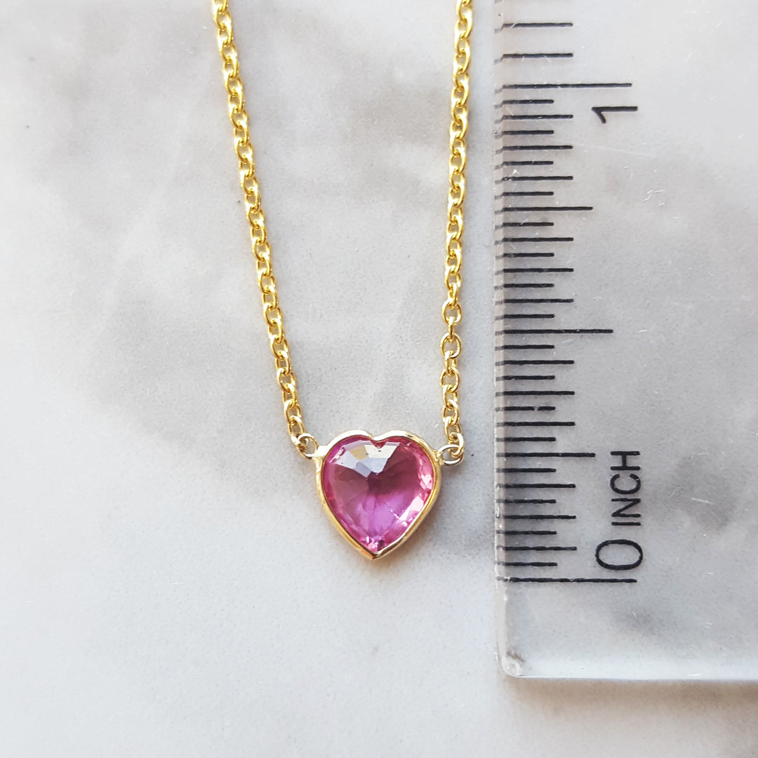 Pink Sapphire Heart Necklace