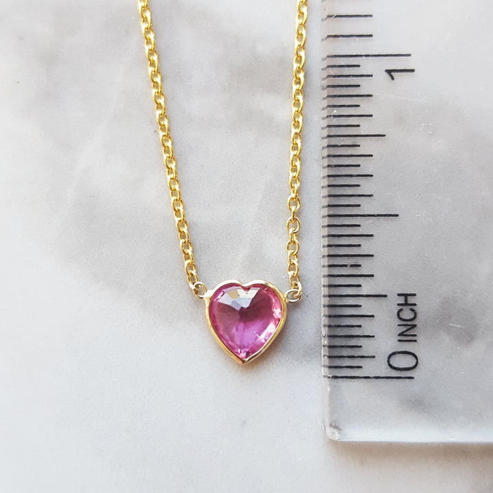 Pink Sapphire Heart Necklace