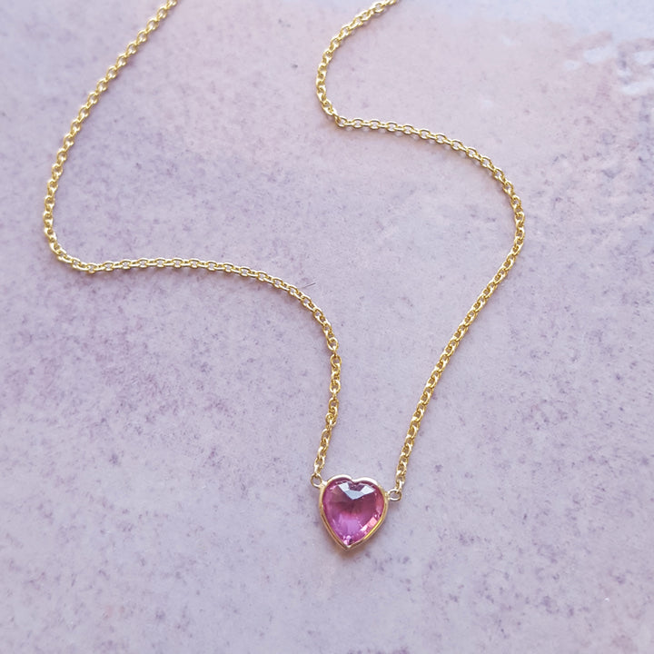 Pink Sapphire Heart Necklace