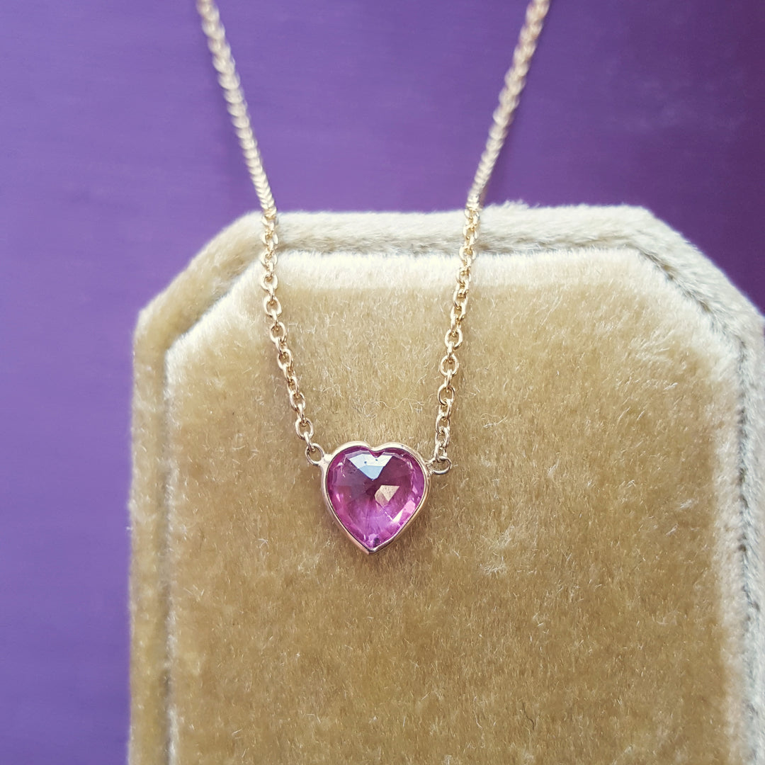 Pink Sapphire Heart Necklace