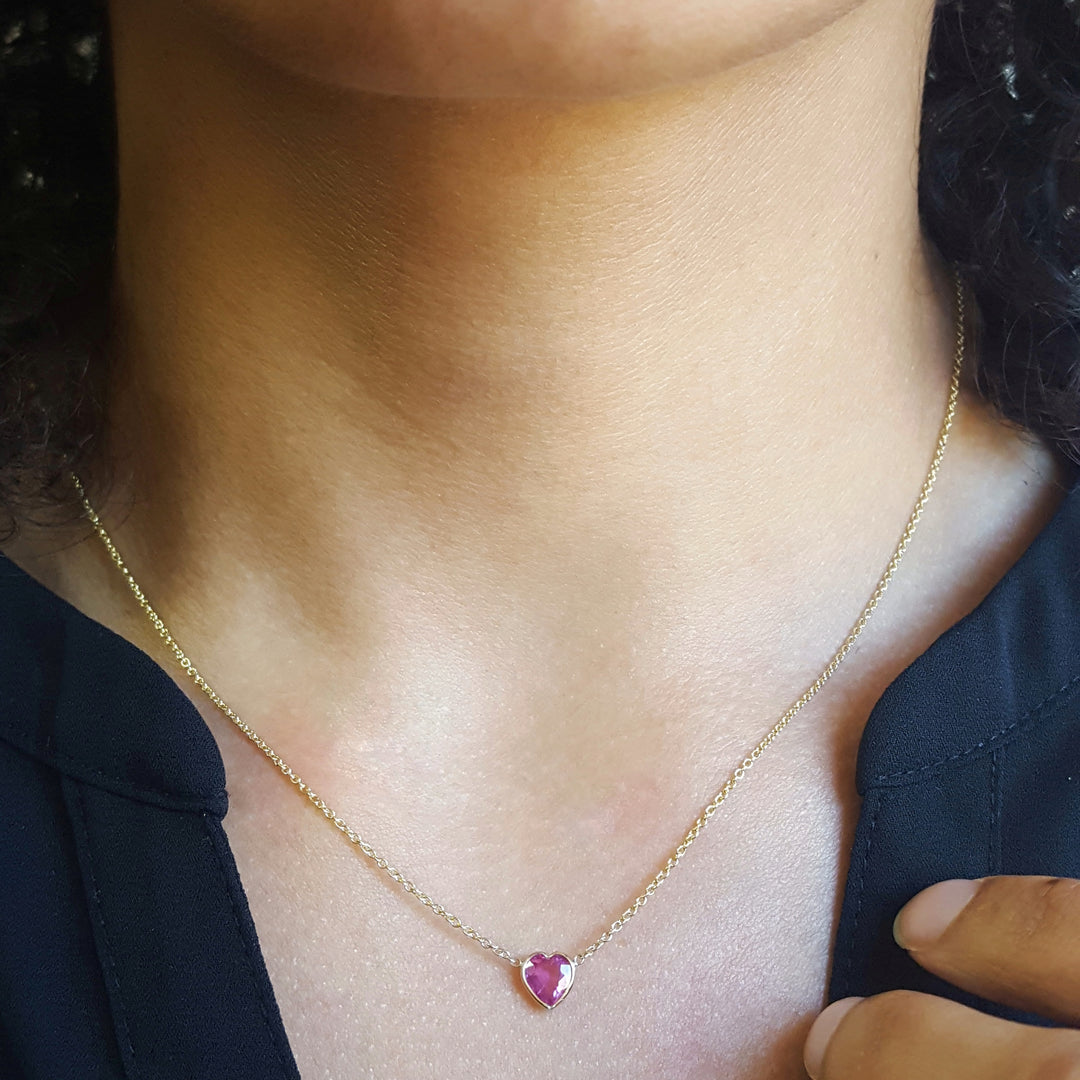 Pink Sapphire Heart Necklace