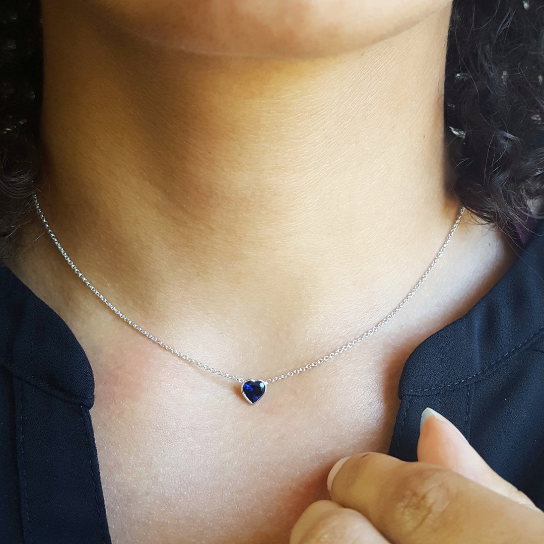 Blue Sapphire Heart Pendant - Main Image
