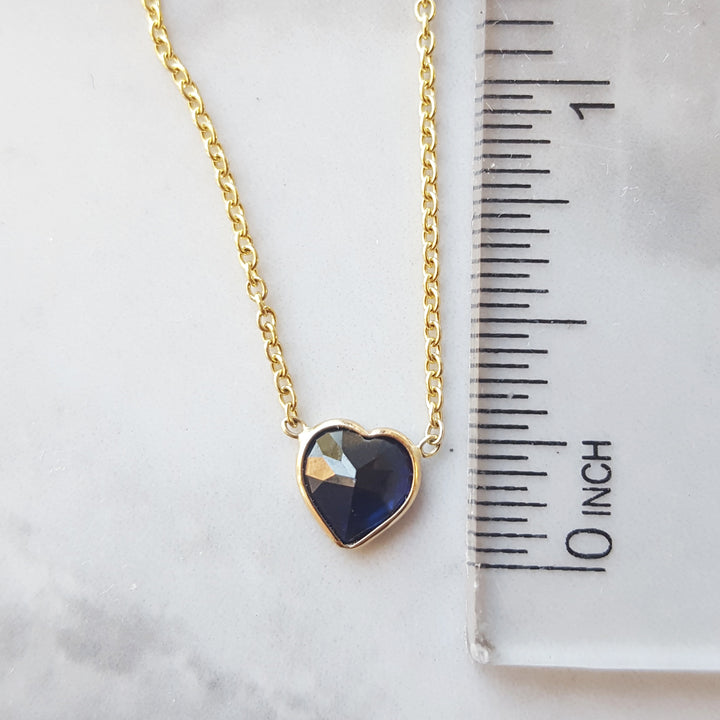 Yellow Gold and Blue Sapphire Heart Pendant