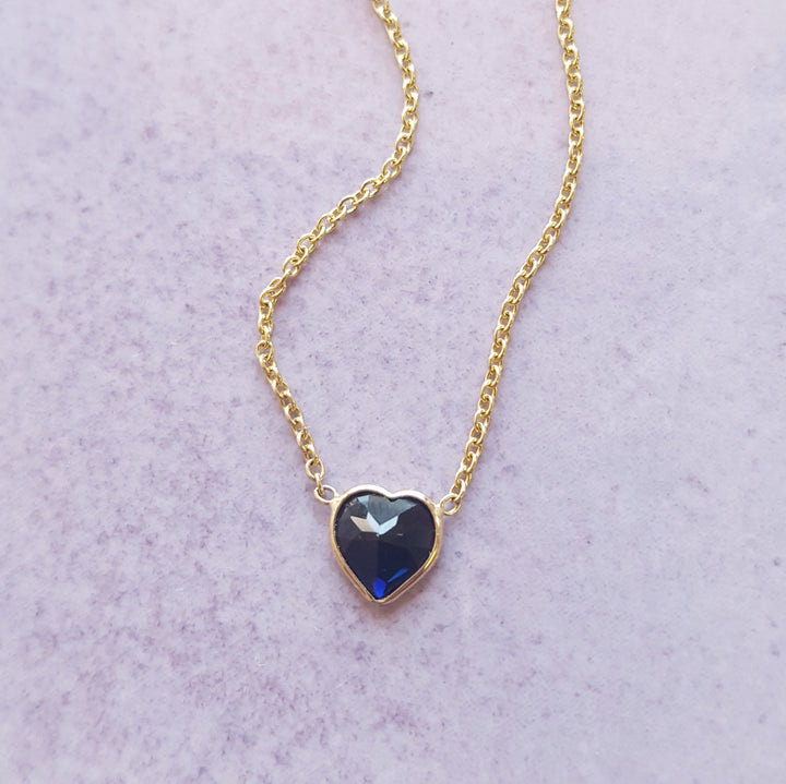 Yellow Gold and Blue Sapphire Heart Pendant