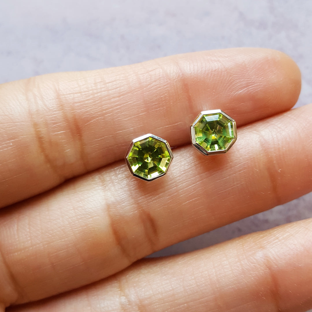 Peridot Hexagon Studs