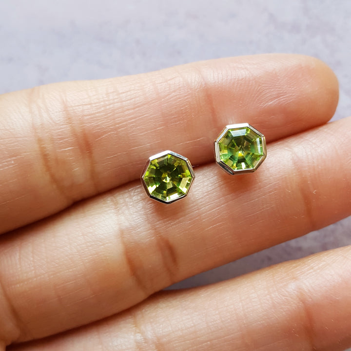Peridot Hexagon Studs