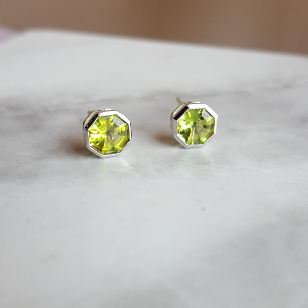 Peridot Hexagon Studs