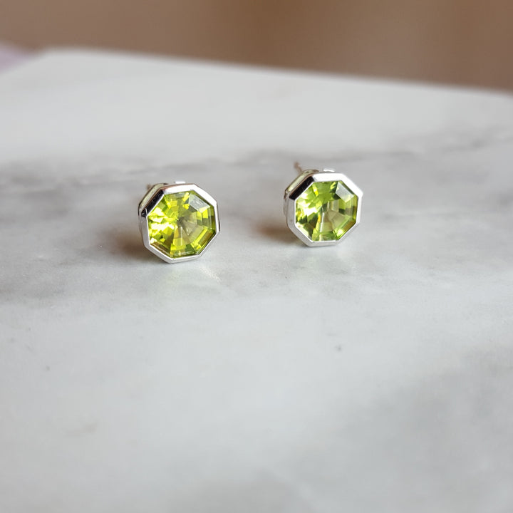 Peridot Hexagon Studs